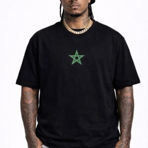 Klika Minimal Green Star Oversized T-Shirt – Unisex Black Tee