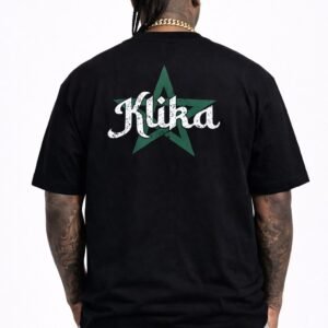 Klika Minimal Green Star Oversized T-Shirt – Unisex Black Tee